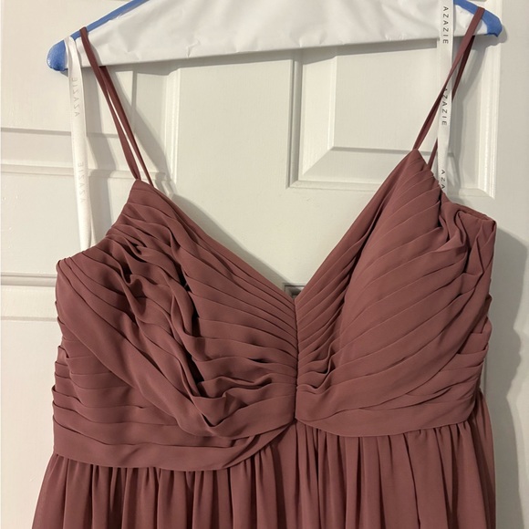 Azazie Alia Amethyst Chitfon Ruched Empire Maxi Dress with High Slit - Picture 4 of 6